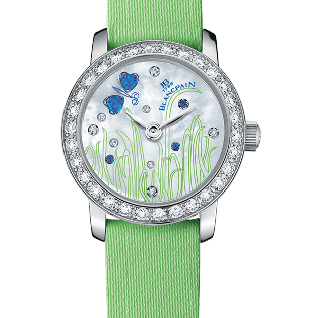 Blancpain Ladybird Ultraplate Green Satin Butterfly Ladies Watch - 0062 1954F 52A