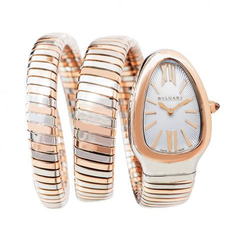 Bvlgari Serpenti Tubogas Quartz Silver Opaline Dial Ladies Watch