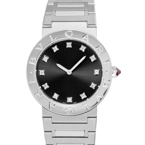 Bvlgari Quartz Black Dial Diamond Indexes Ladies Watch
