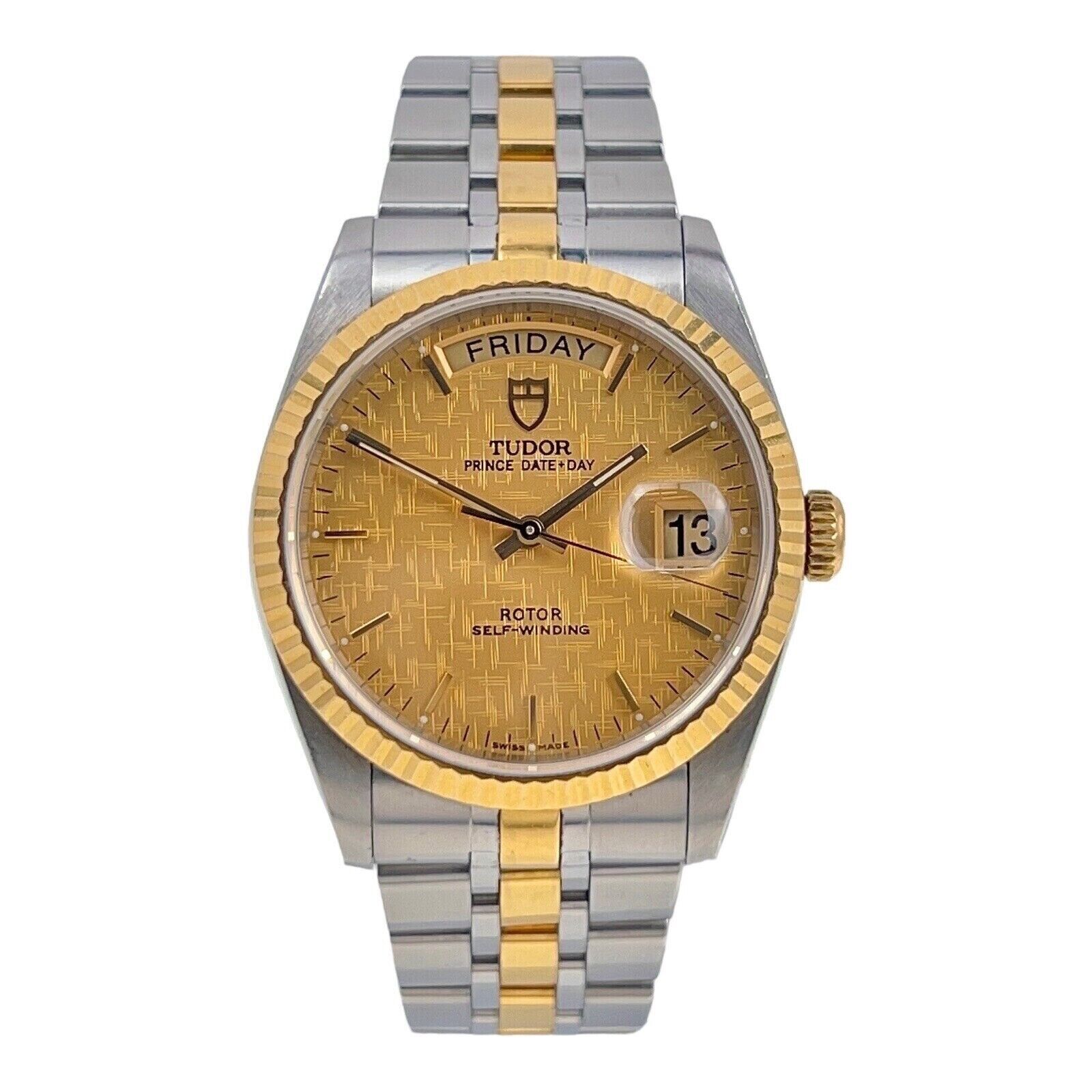 TUDOR Prince Date Day 76213 Champagne Dial Men's Two Tone