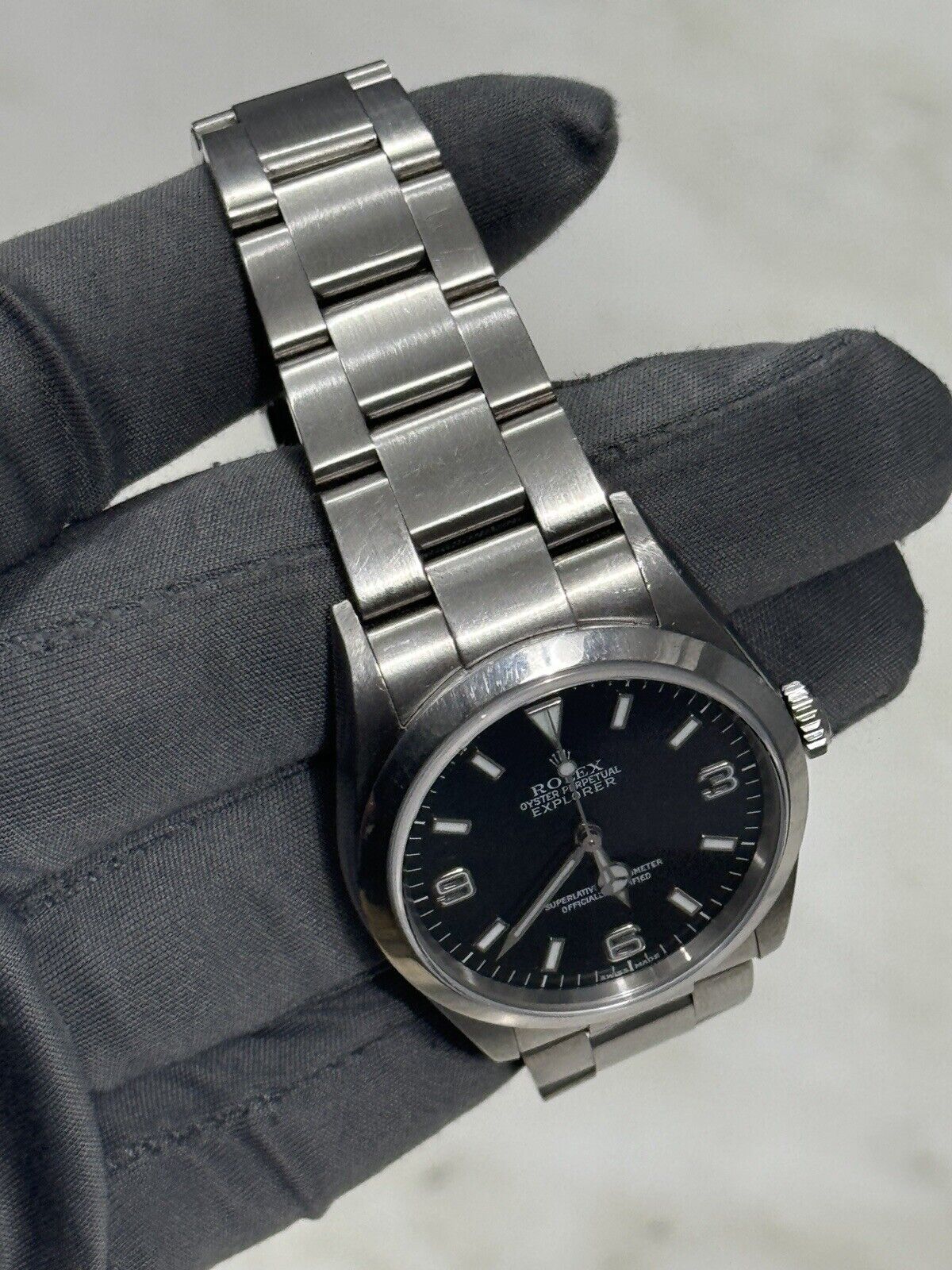 2000 Rolex Explorer I Black 36mm Oyster Stainless Steel Automatic Watch 114270