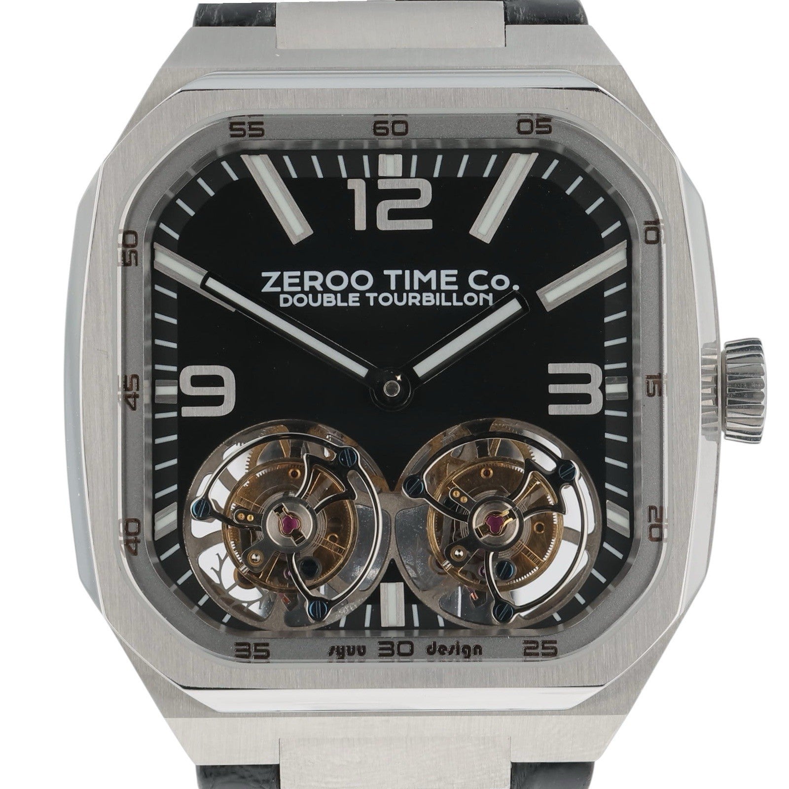 Zeroo Time The Gemini Double Tourbillon Steel Black Dial 45mm Manual ZDT001SBK