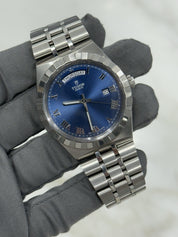 2021 Tudor Royal Blue Roman Day Date Stainless Steel Men's Automatic Watch 28600
