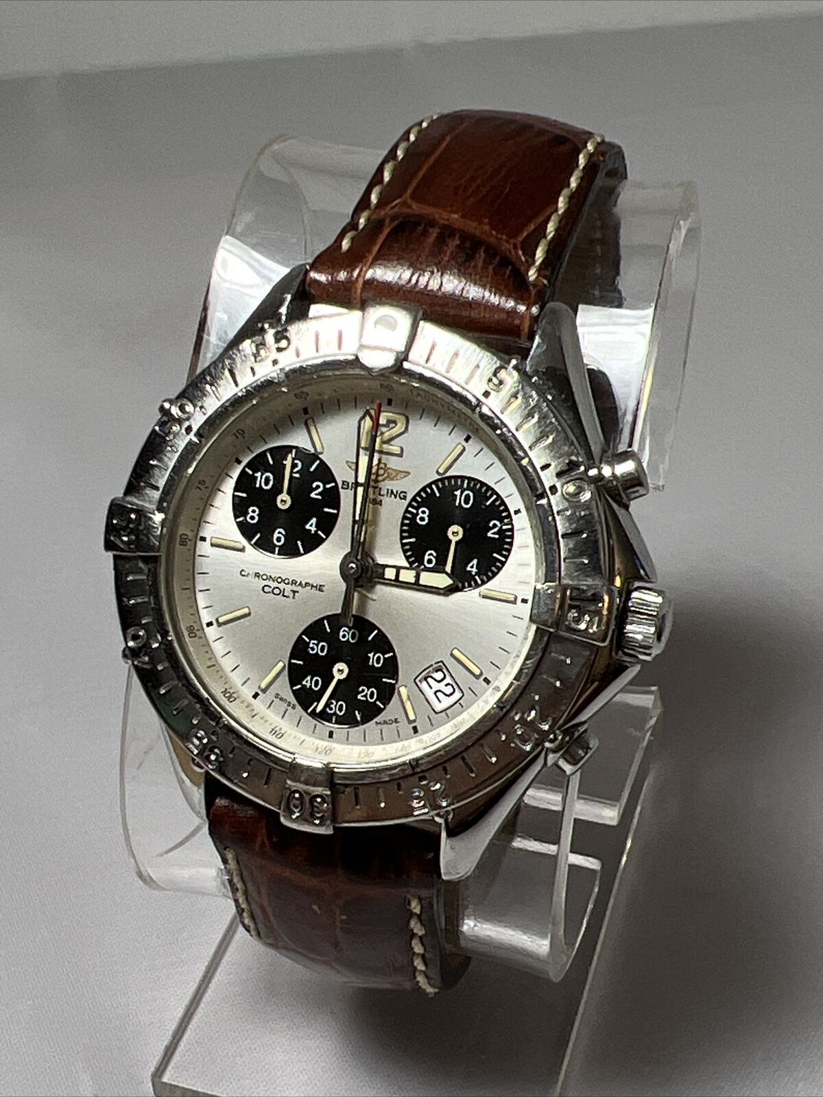 Men's BREITLING Colt A53035 Chronograph Quartz Steel WR 100M Date Watch