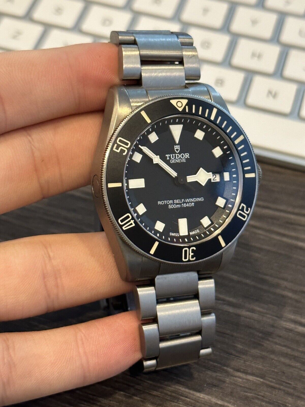 2015 TUDOR Pelagos 25500TN Automatic Titanium Watch Black Dial Mens - B/P