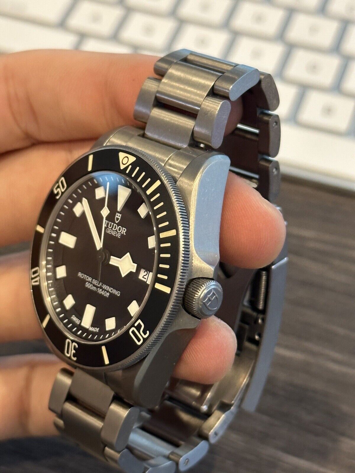 2015 TUDOR Pelagos 25500TN Automatic Titanium Watch Black Dial Mens - B/P