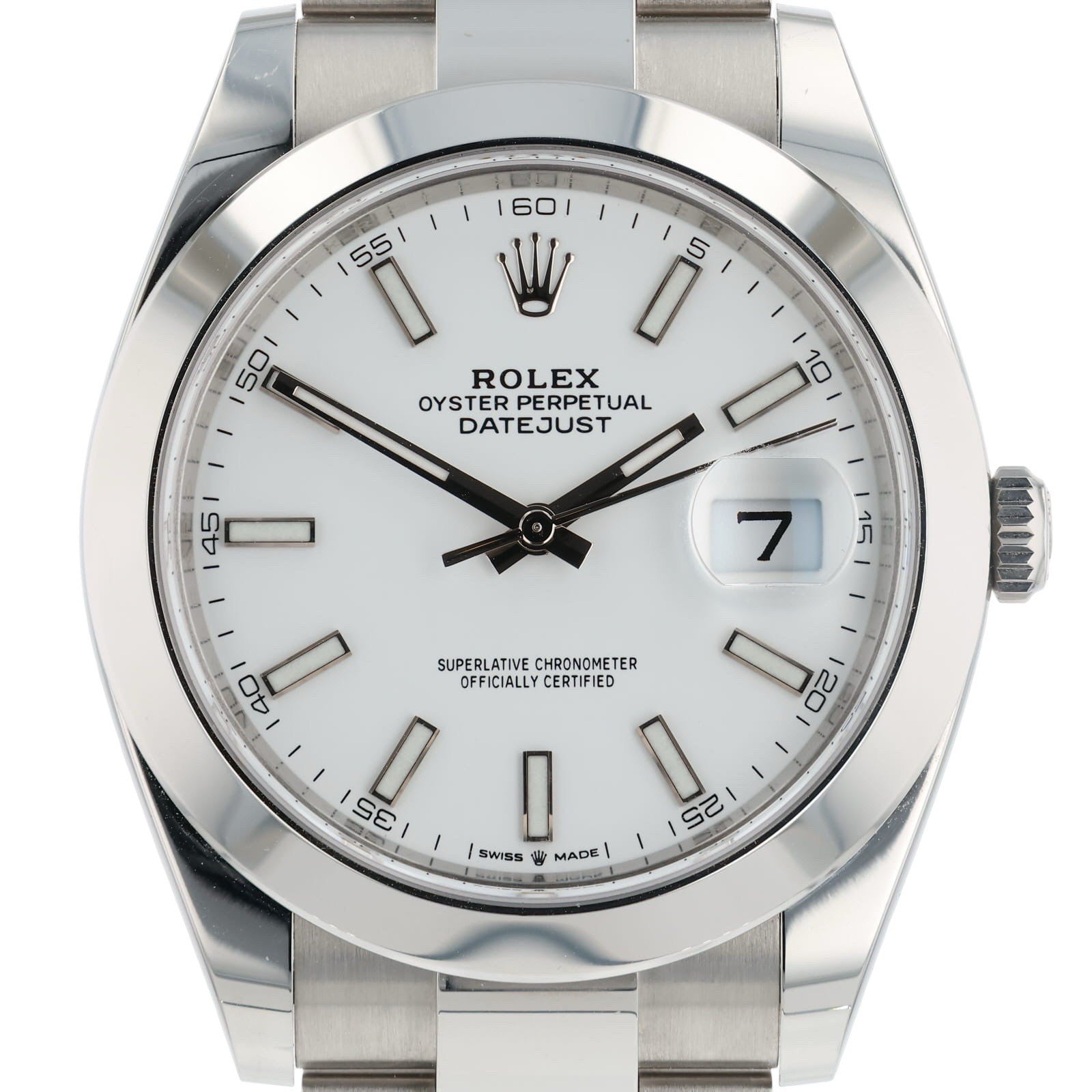2025 Rolex Datejust 41 Stainless Steel White Dial 41mm Auto Mens Watch 126300