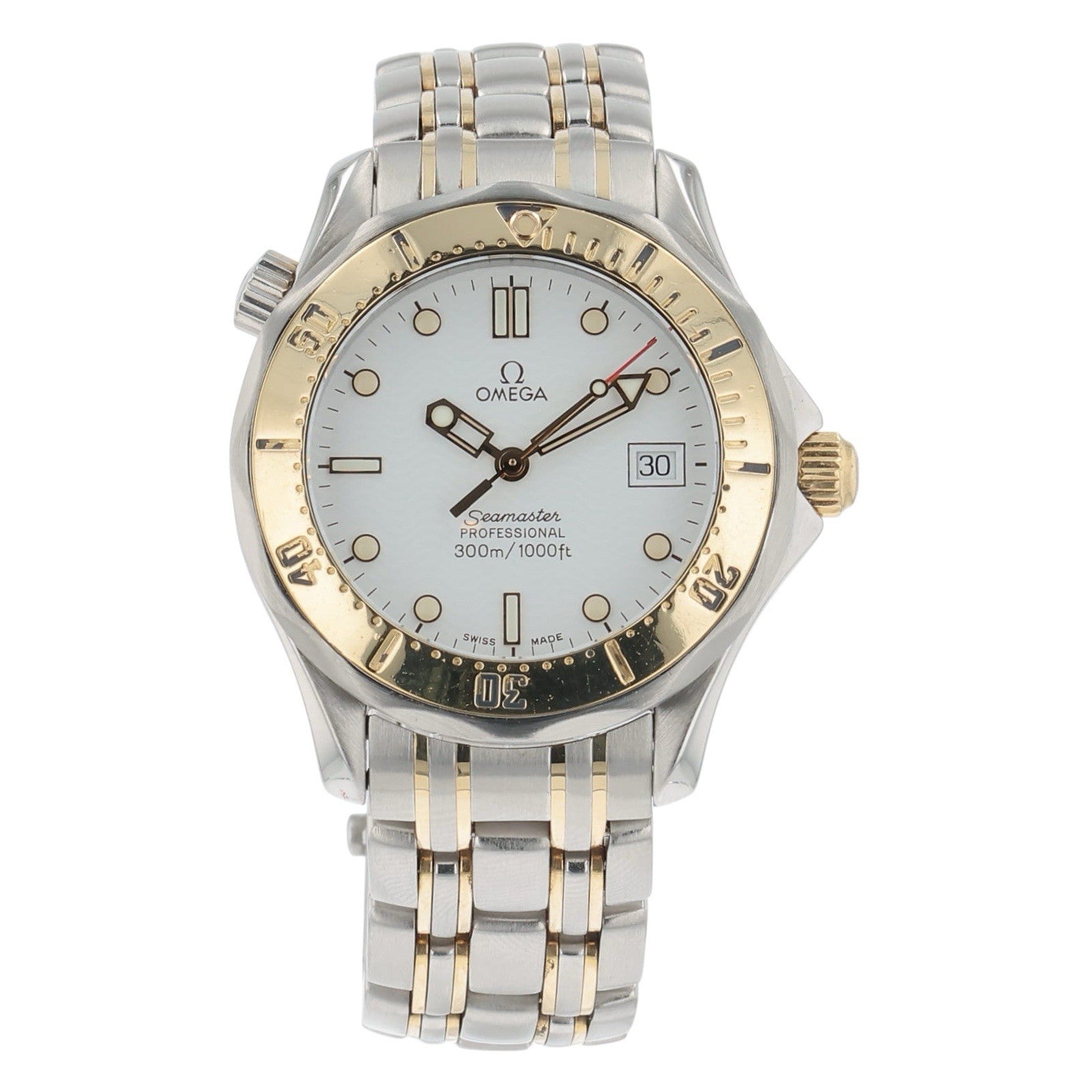 Omega Seamaster Diver Steel & Gold White Dial 36mm Quartz Men's