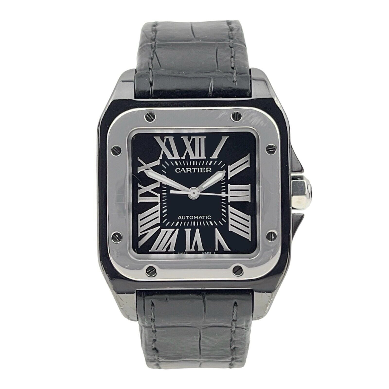 Cartier Santos 100 Steel and PVD 33mm Automatic Black Dial Unisex Watc Birmingham Luxury Watches