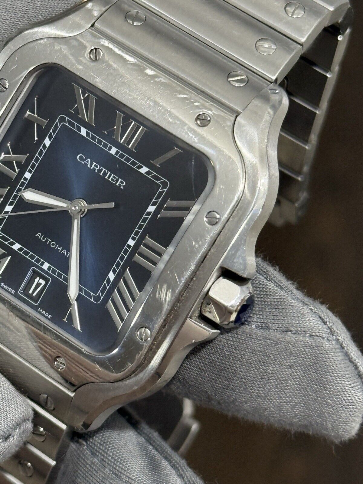 2022 Cartier Santos Steel Blue Dial Large Automatic Men’s Watch WSSA0030