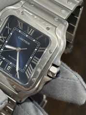 2022 Cartier Santos Steel Blue Dial Large Automatic Men’s Watch WSSA0030