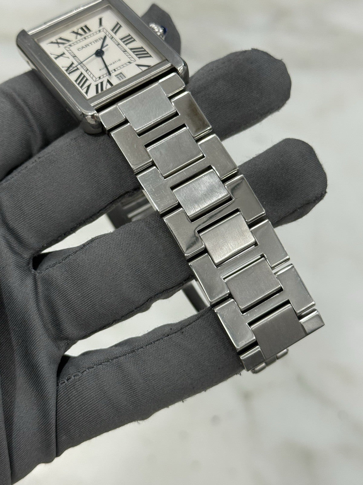 Cartier Tank Solo Date XL Stainless Steel 31mm Automatic Mens Watch 3515