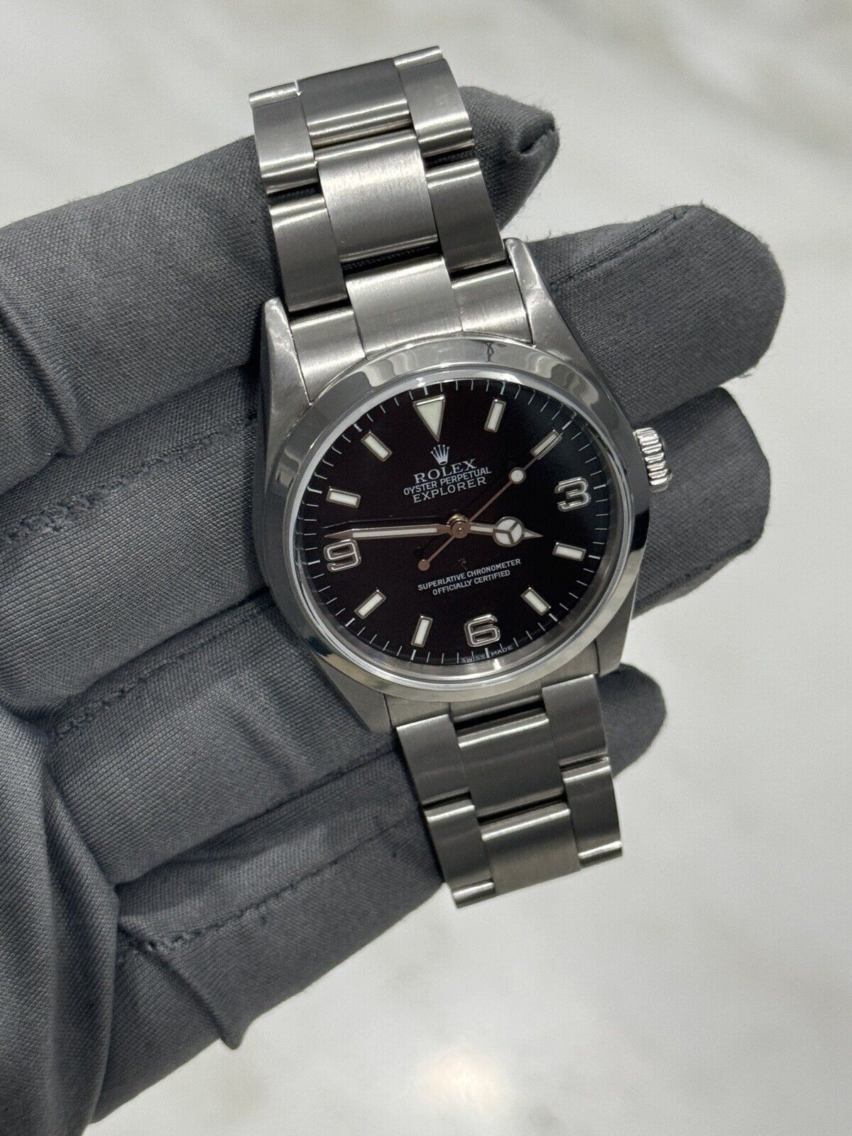 2005 Rolex Explorer I Black 36mm 3-6-9 Stainless Steel Oyster Watch 114270