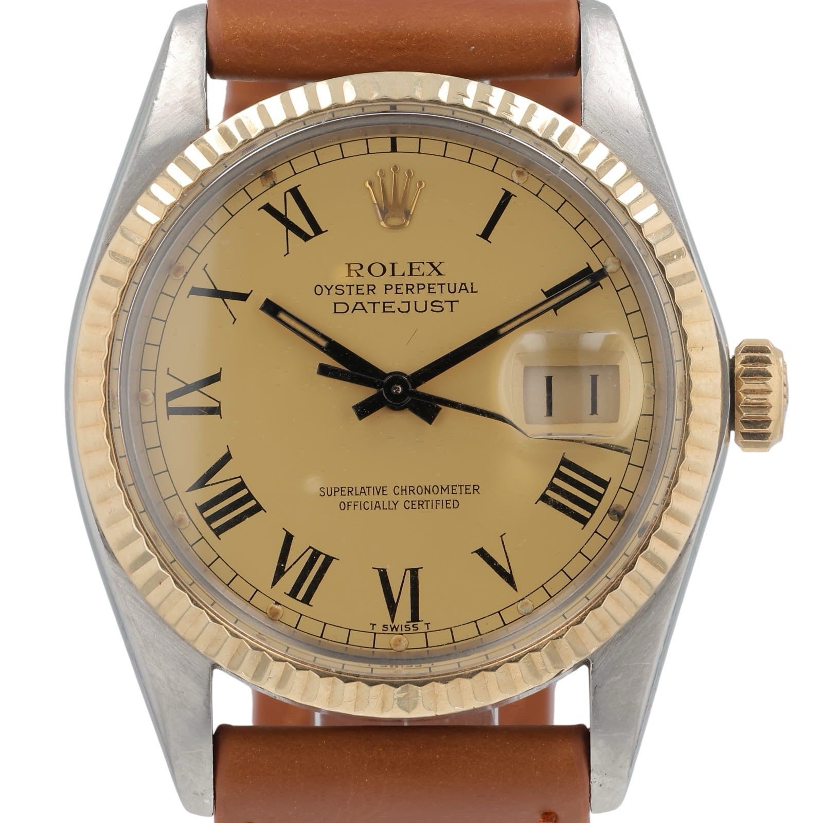 Rolex Datejust Steel & Gold Buckley Dial 36mm Automatic Men's Watch 16013