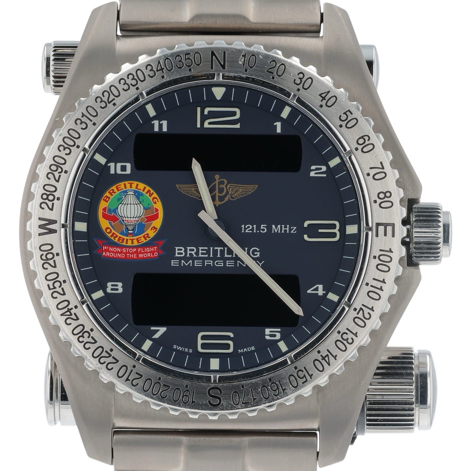 Breitling Emergency Titanium Blue Dial 43mm Quartz Movement Mens Watch E56321