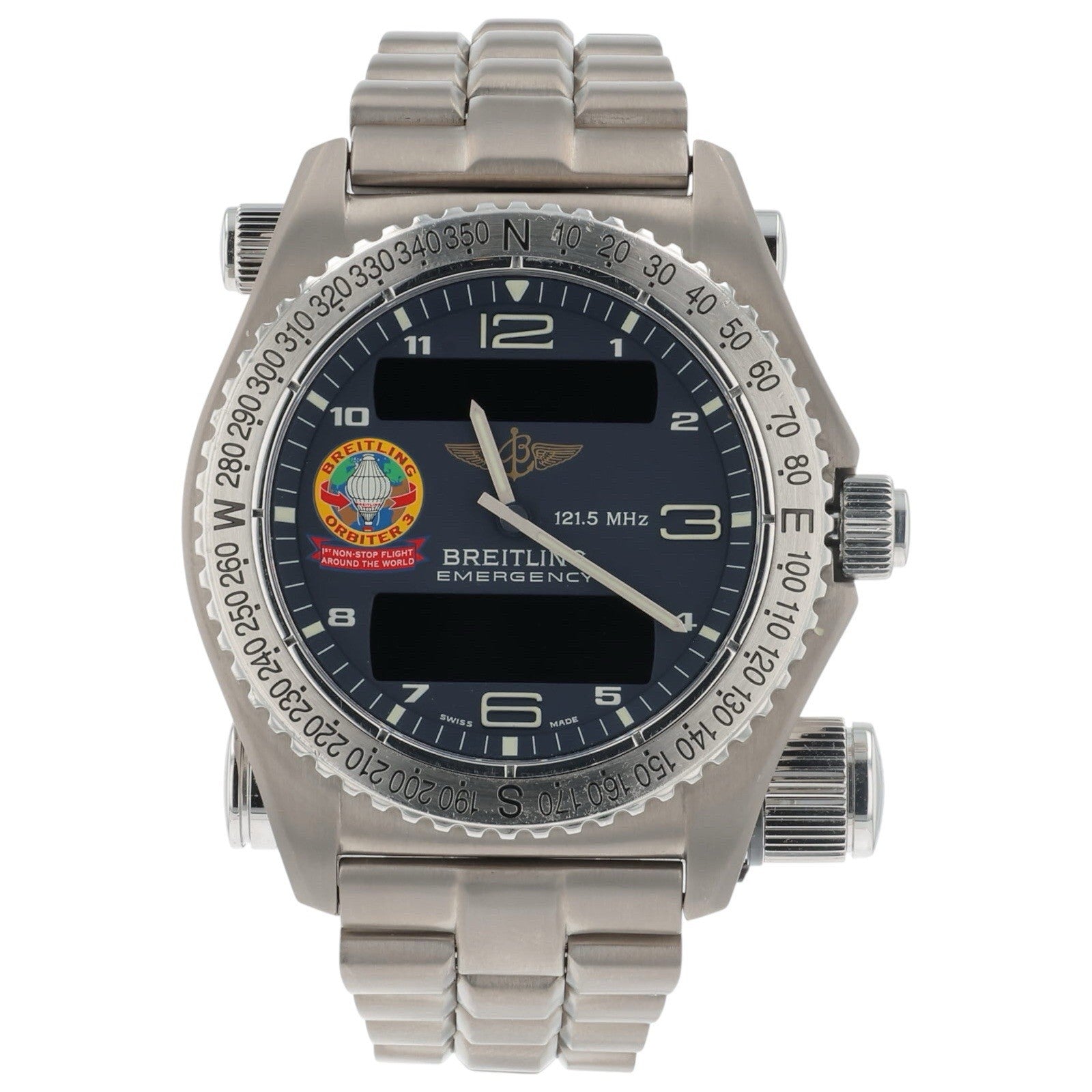 Breitling Emergency Titanium Blue Dial 43mm Quartz Movement Mens