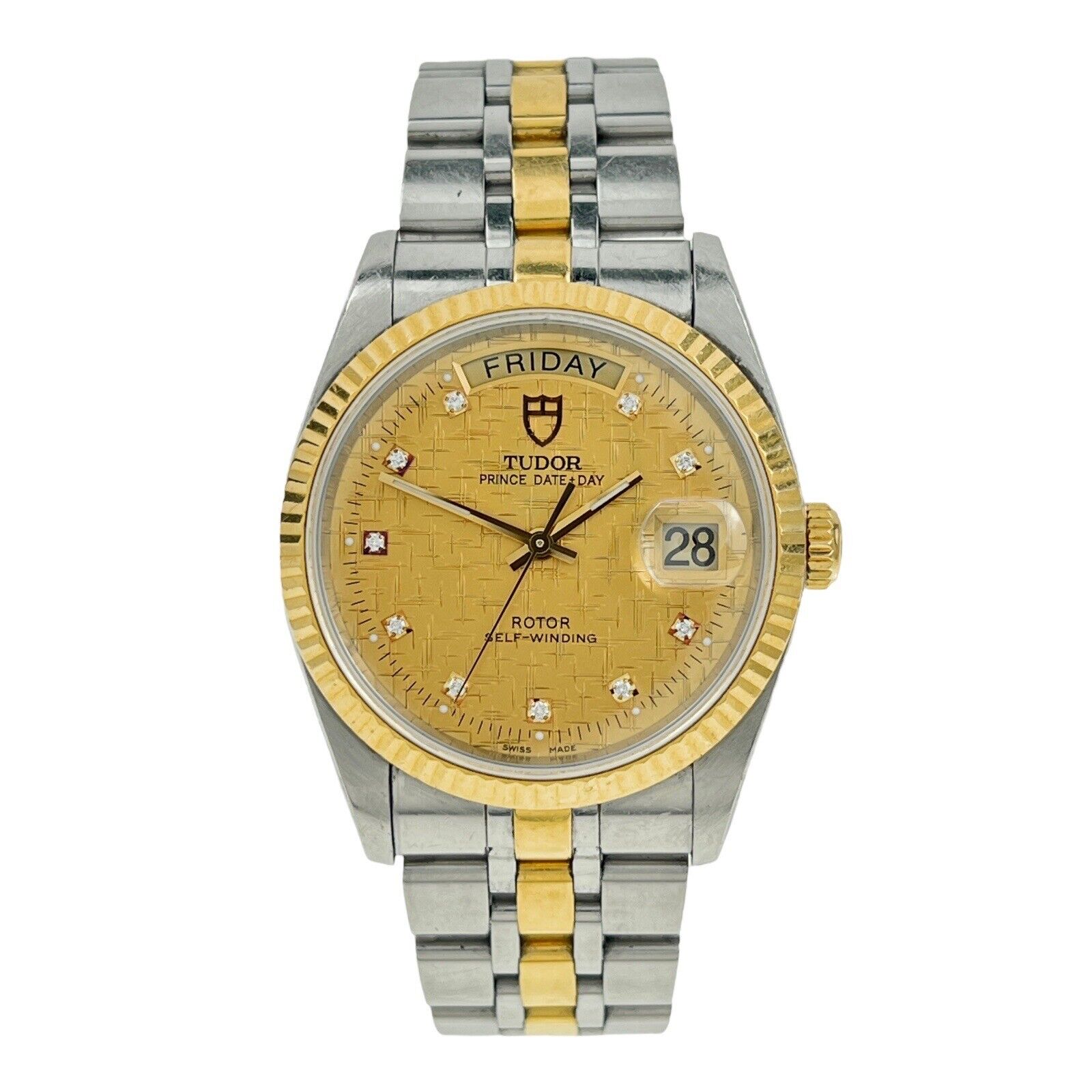 TUDOR Prince Date Day 76213 Gold Diamond Dial Men