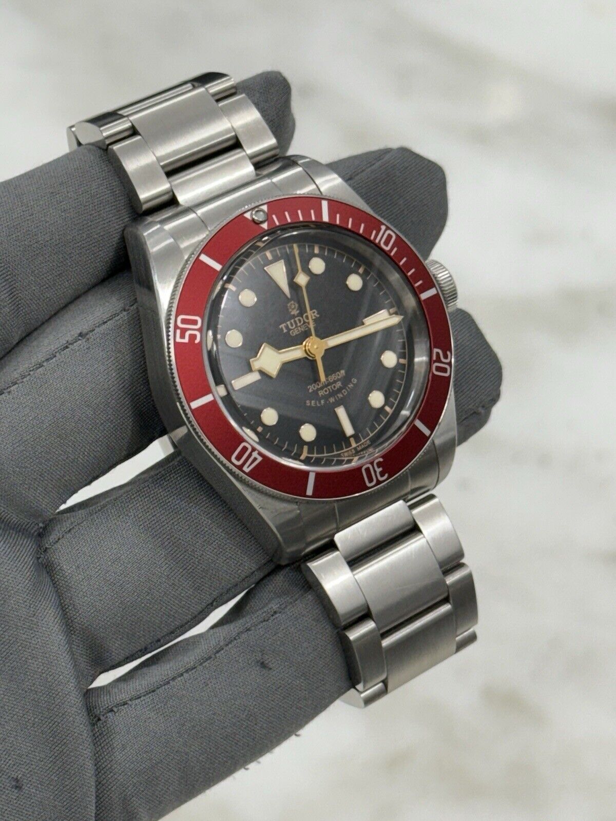 2015 Tudor Black Bay Smiley Stainless Steel Red 41mm Automatic Watch 79220R