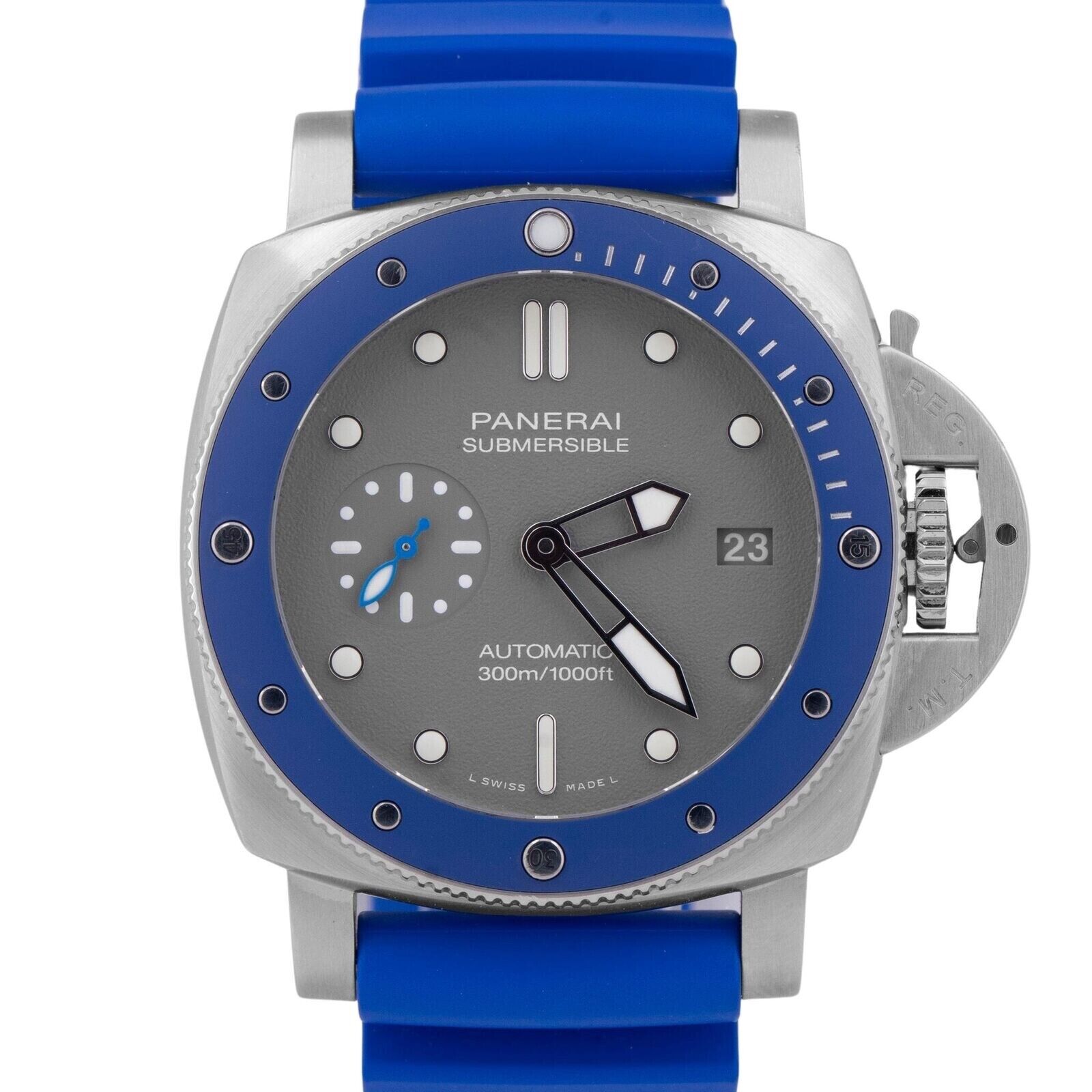 2022 Panerai Luminor Submersible BLUE Gray Steel 42mm PAM00959 Watch - Box/Paper