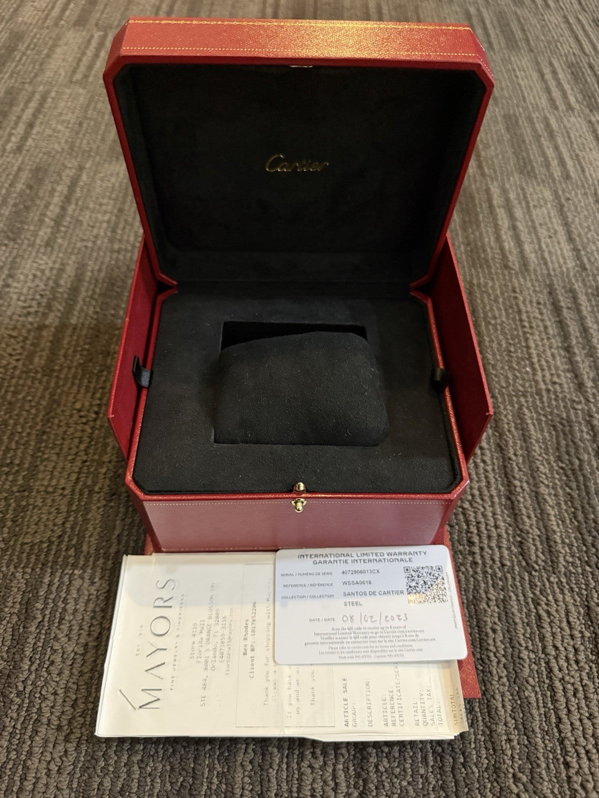 2023 Cartier Santos Large Steel Silver Dial 39mm Automatic Men's Watch WSSA0018