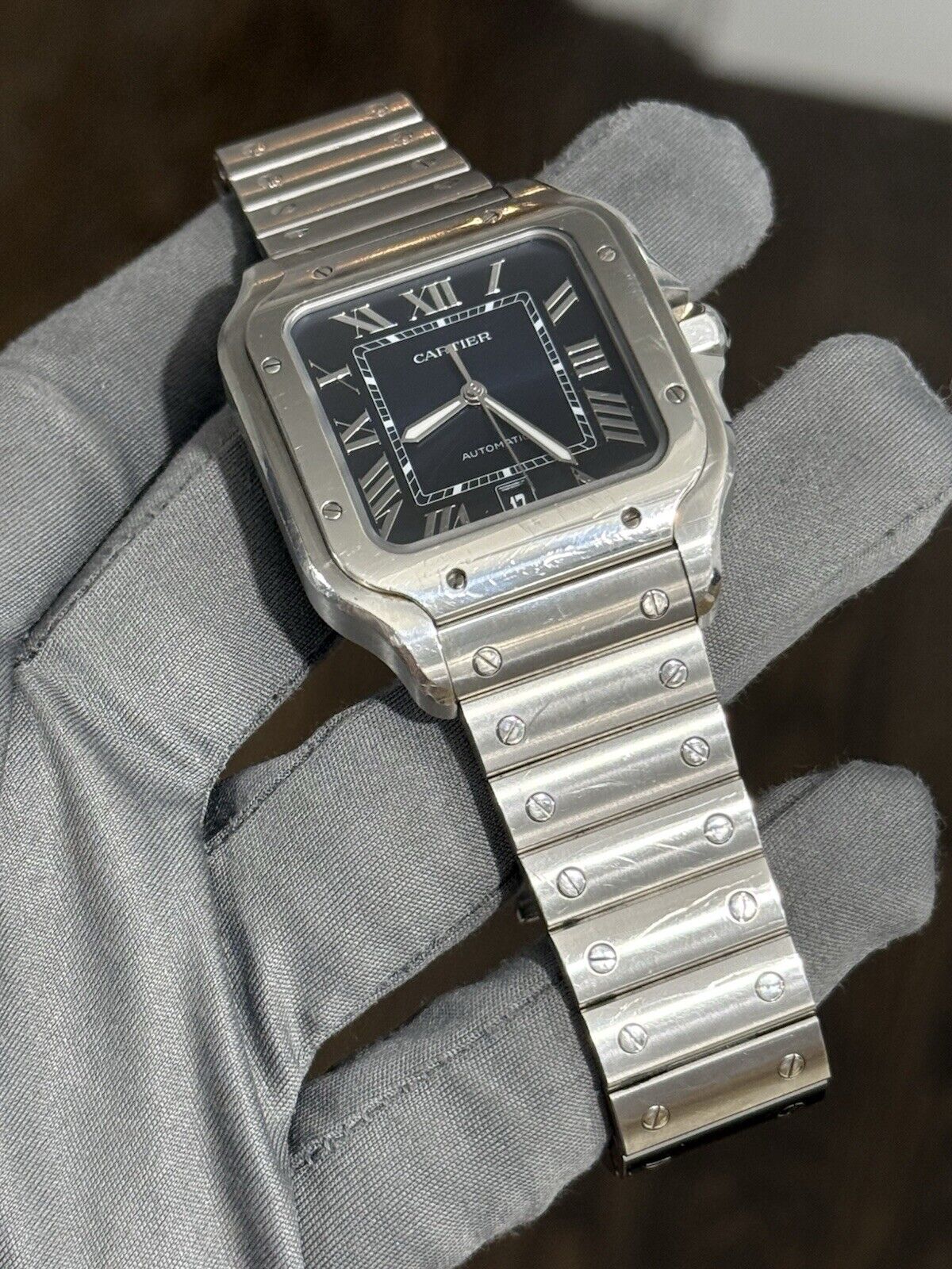 2022 Cartier Santos Steel Blue Dial Large Automatic Men’s Watch WSSA0030