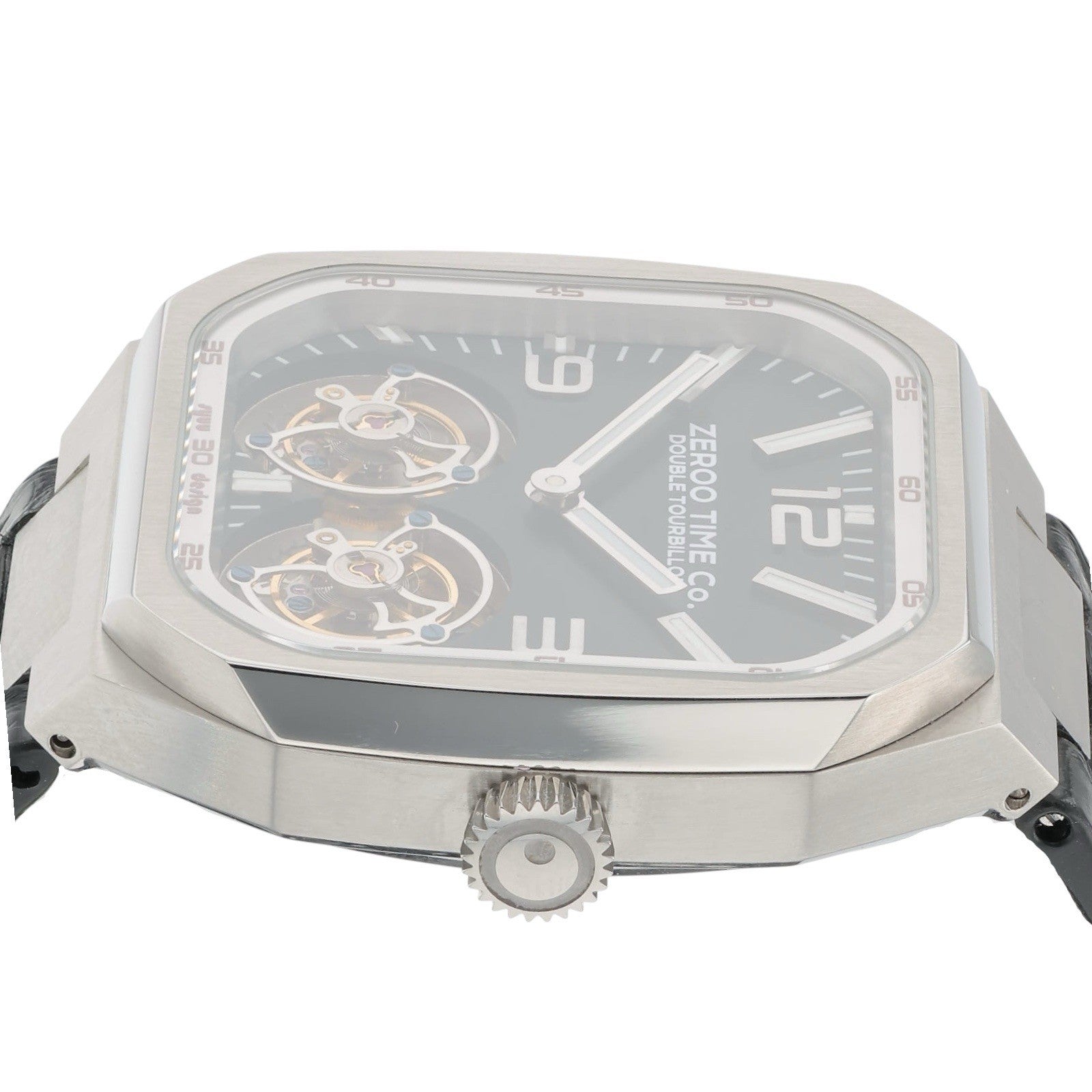 Zeroo Time The Gemini Double Tourbillon Steel Black Dial 45mm Manual ZDT001SBK
