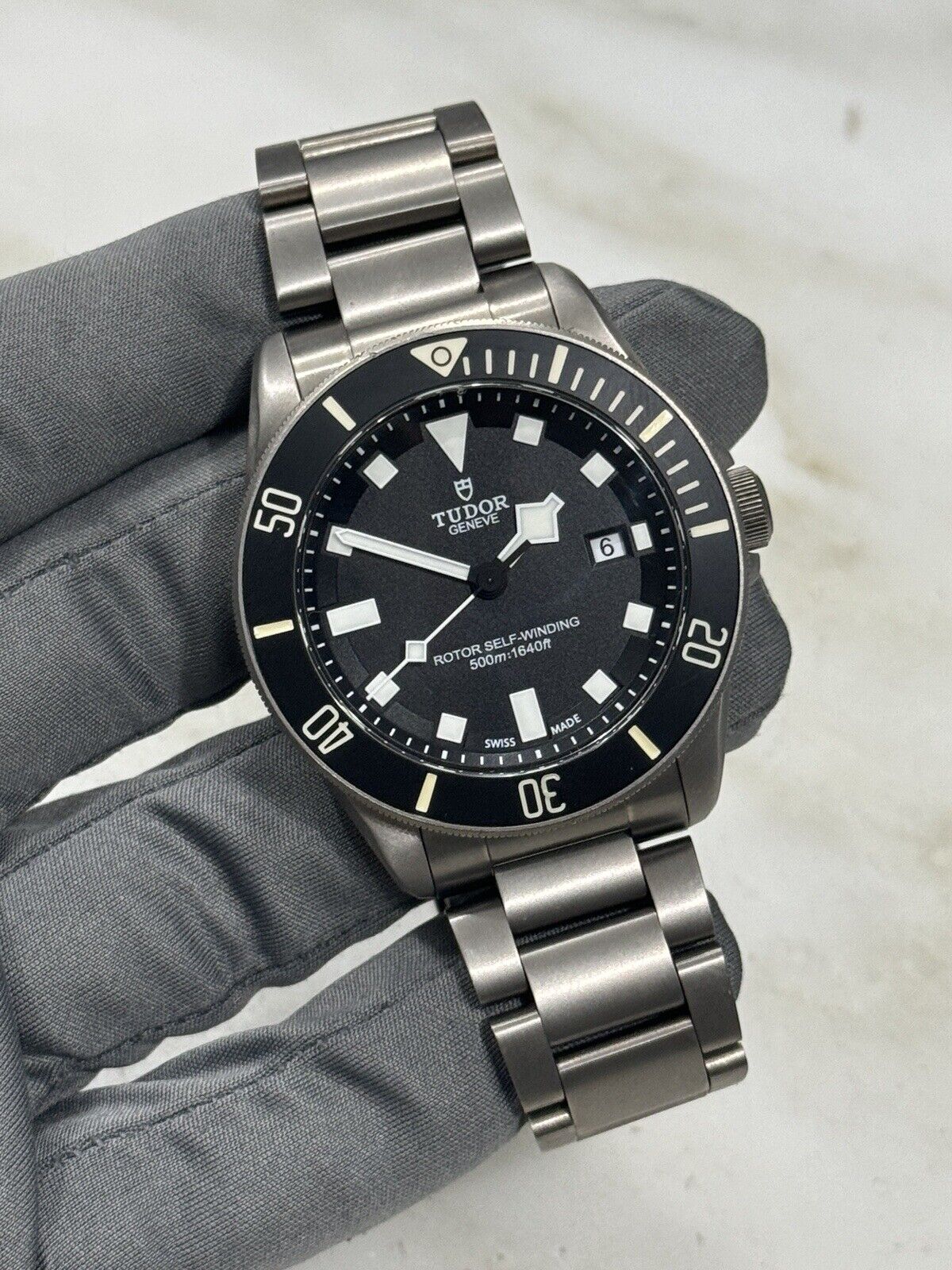 2014 TUDOR Pelagos 25500TN Automatic Titanium Watch Black Dial Mens - B/P