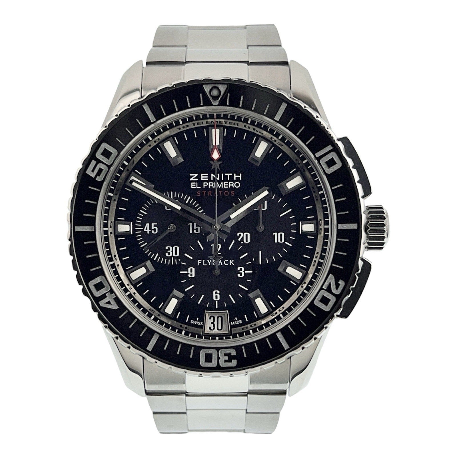 Zenith El Primero Chrono Steel Black Dial 45.5mm Automatic Mens Watch 03.2060.45