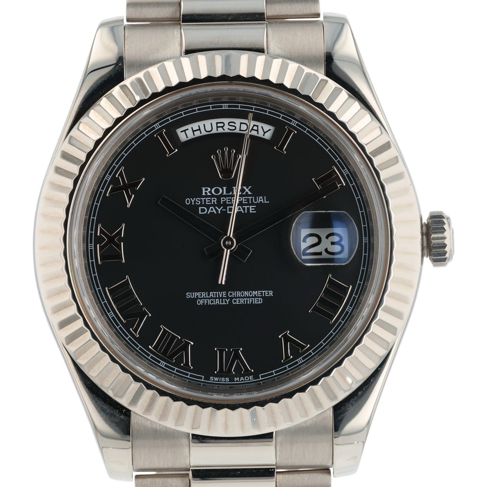 Rolex Day-Date II 18k White Gold Black Dial 41mm Automatic Men’s Watch 218239