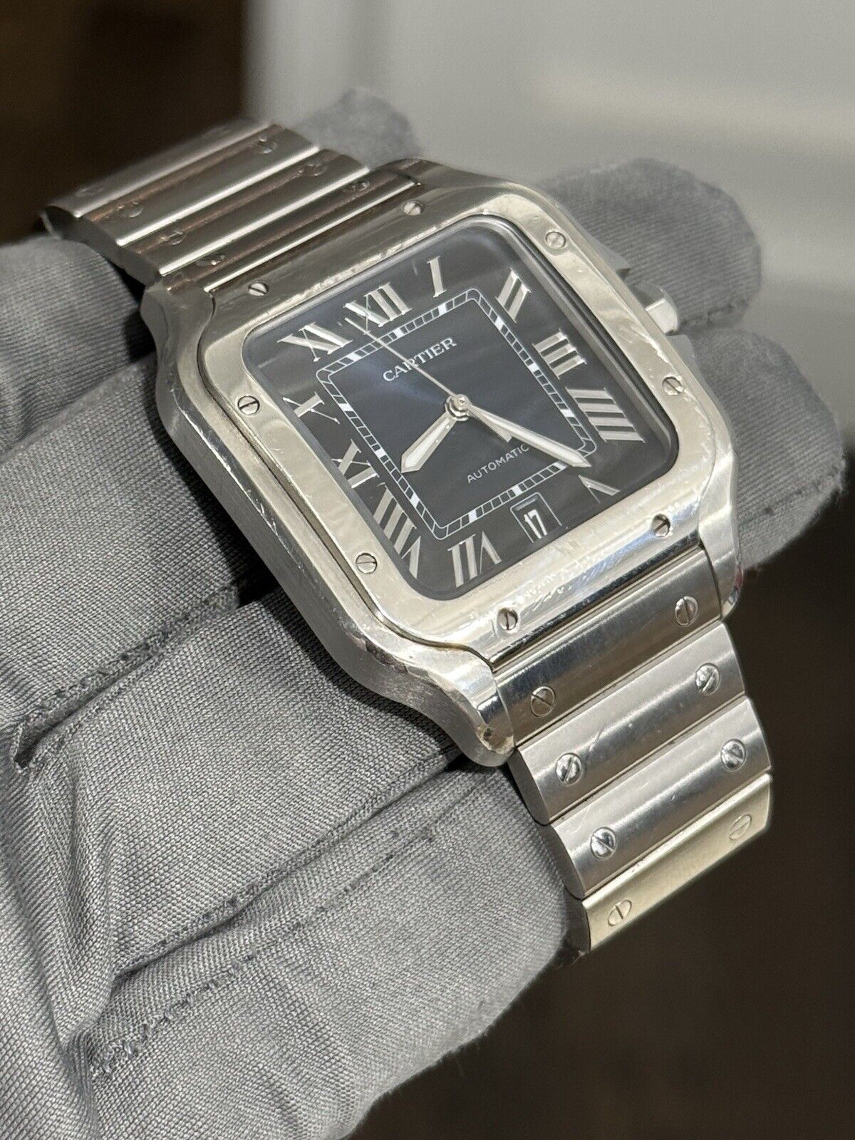 2022 Cartier Santos Steel Blue Dial Large Automatic Men’s Watch WSSA0030