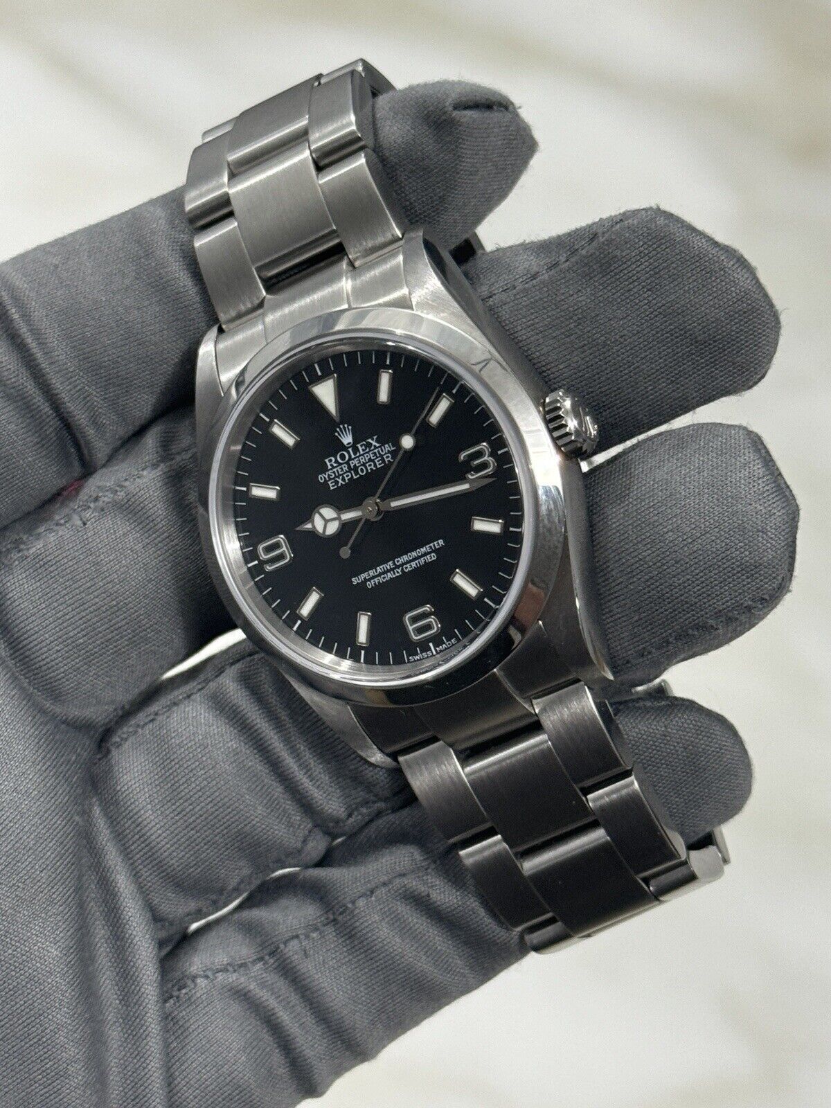 2002 Rolex Explorer 36mm 114270 Stainless Steel Men's Black Watch Swiss Made