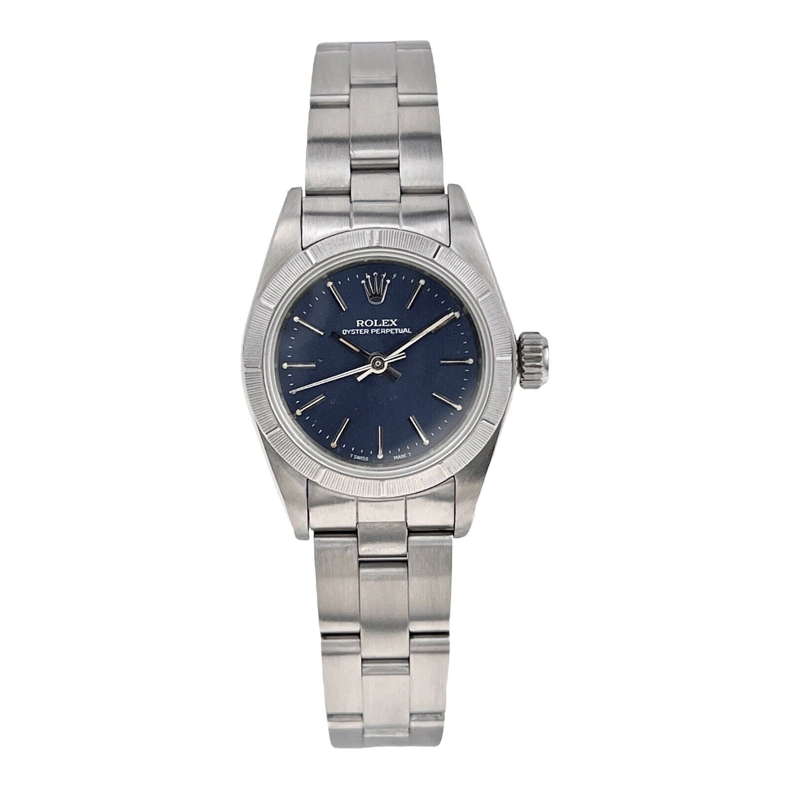 Ladies Rolex Oyster Perpetual 1991 Blue Dial 24mm Steel Oyster