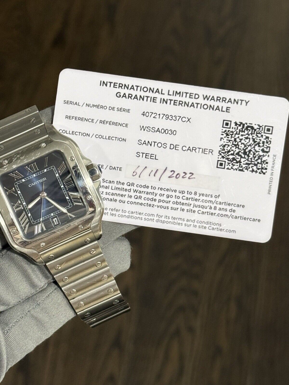 2022 Cartier Santos Steel Blue Dial Large Automatic Men’s Watch WSSA0030