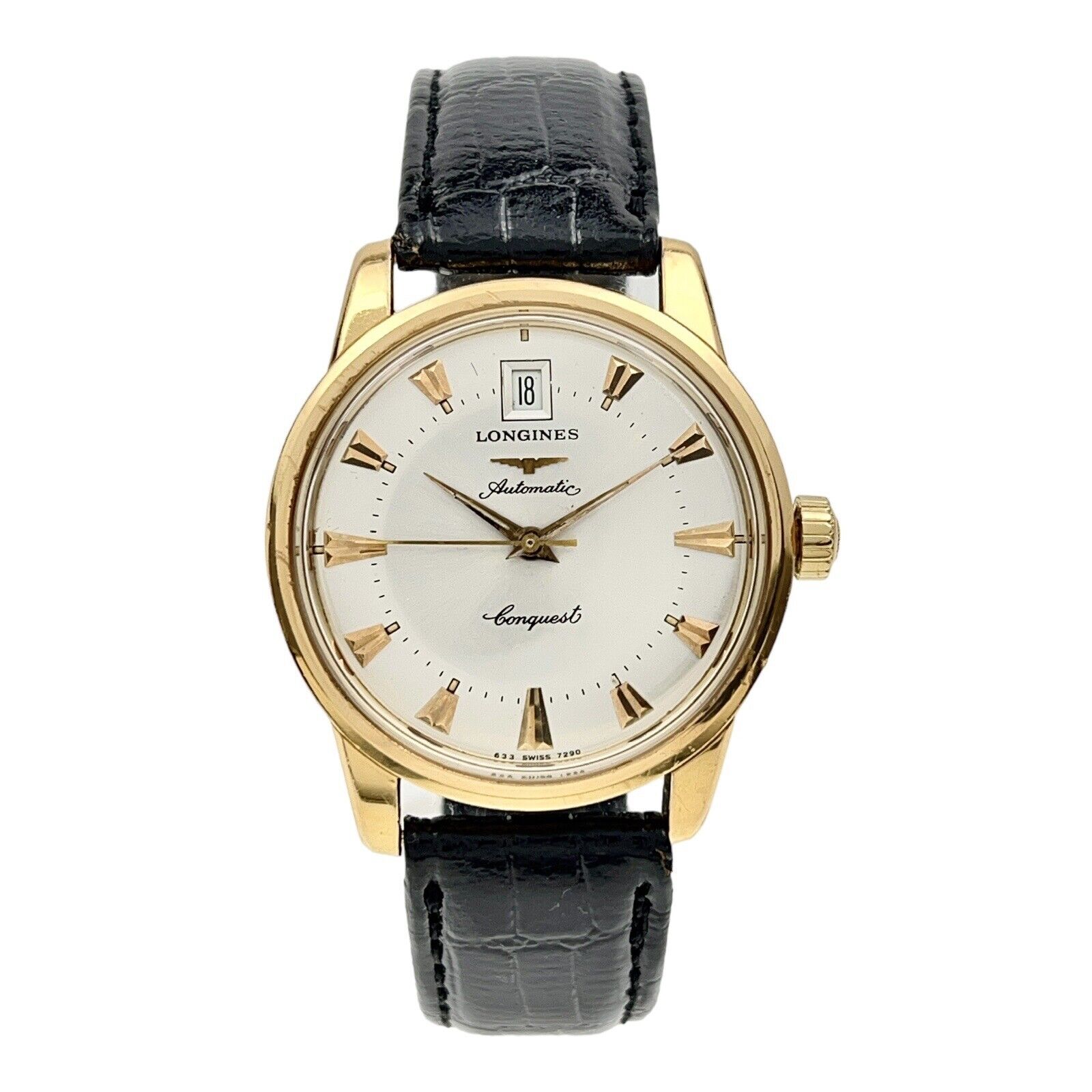 Longines Conquest Heritage 35mm Automatic Silver Color 18K Yellow Gold Birmingham Luxury Watches