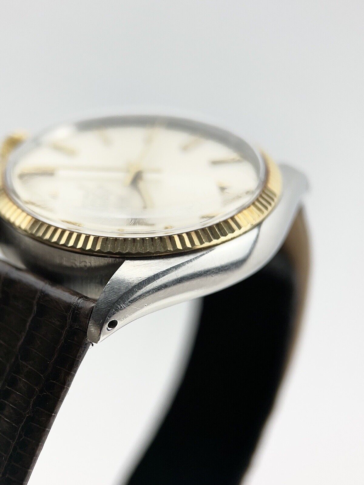 1979 Rolex Air-King 5501 Silver Stick Dial Leather Strap 34mm Automatic Watch