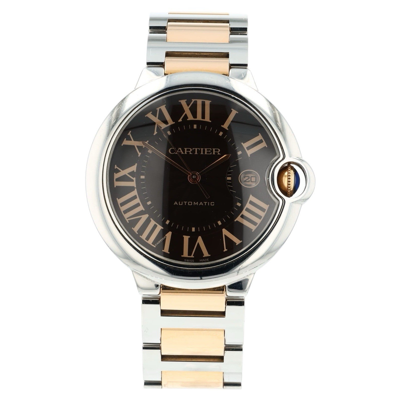 Cartier Ballon Bleu Gold & Steel Brown Dial 42mm Automatic Mens Watch W6920032