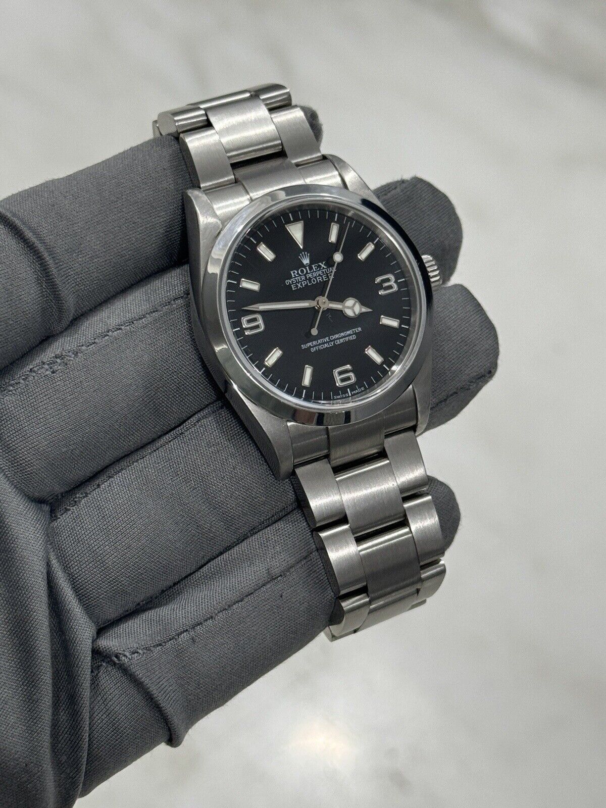 2005 Rolex Explorer I Black 36mm 3-6-9 Stainless Steel Oyster Watch 114270