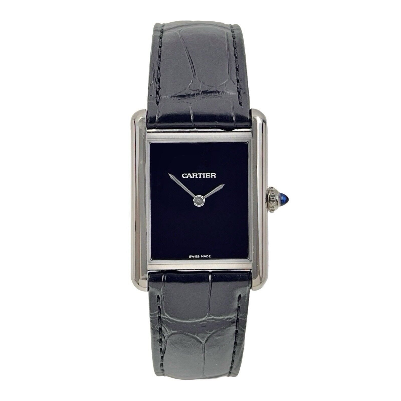 Cartier Tank Must De Cartier Steel Black 33mm Quartz Mens