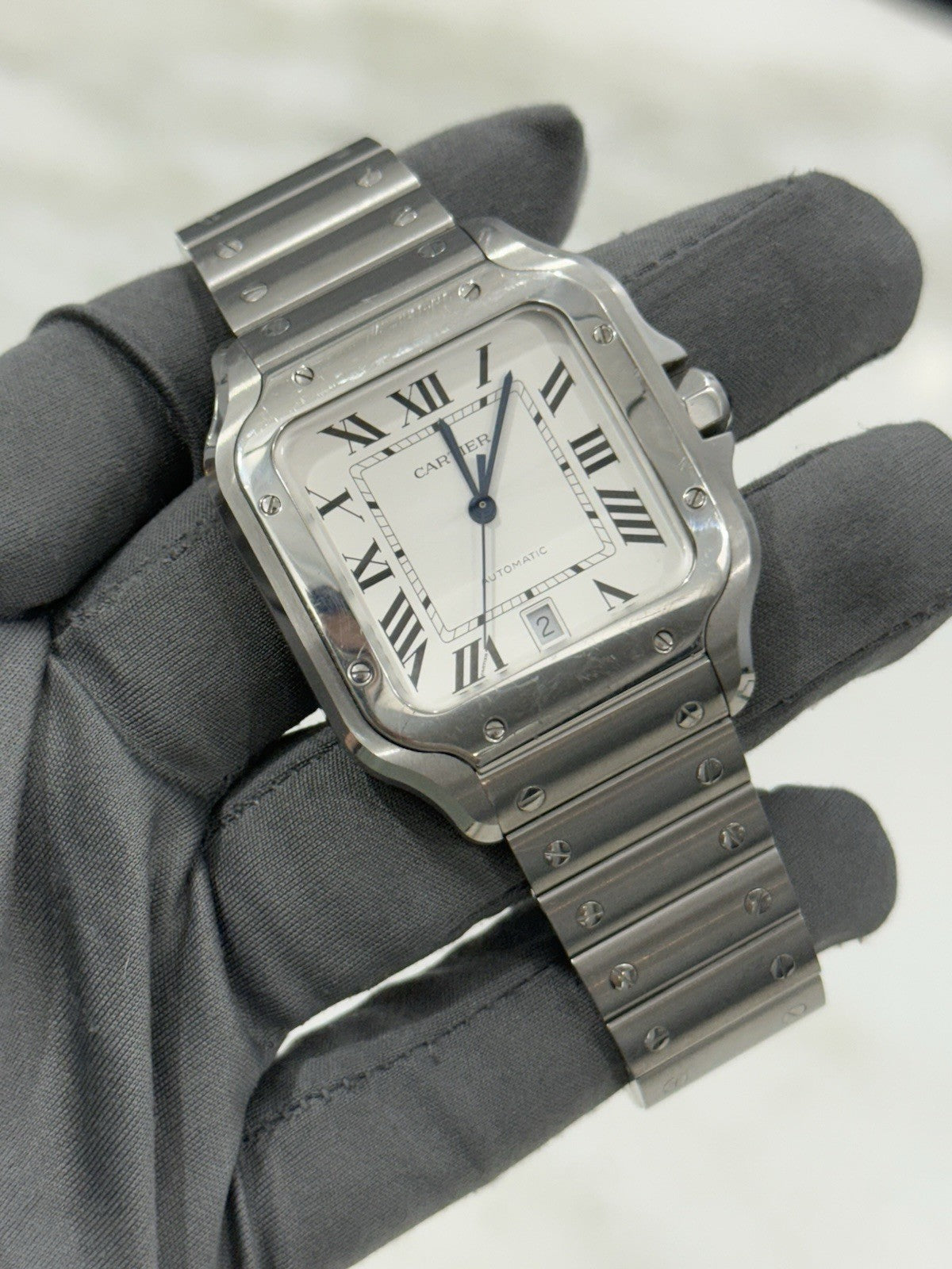 2023 Cartier Santos Large Steel Silver Dial 39mm Automatic Men's Watch WSSA0018