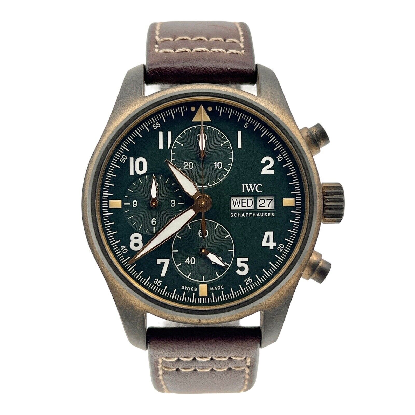 IWC Pilot s Watch Spitfire Chronograph Bronze Green Dial 41mm