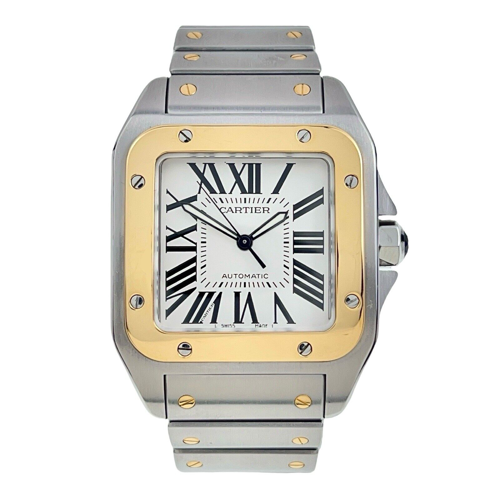 Cartier Santos XL Steel & Gold 38mm Silver Dial Automatic Men's