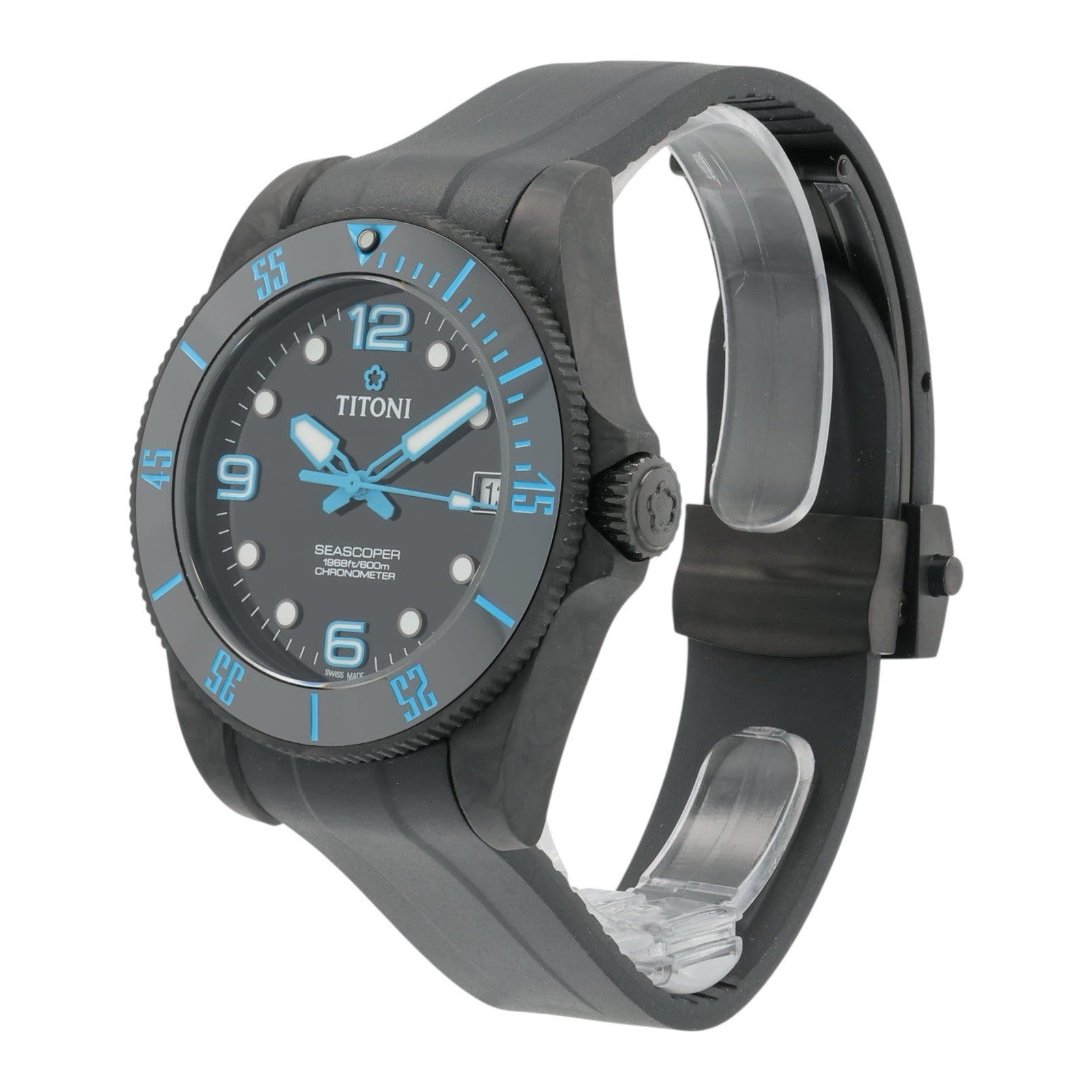 Titoni Seascoper Carbon Black Dial 42mm Automatic Movement Men’s Watch 83600
