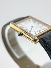 Cartier Tank Solo 18k Yellow Gold and Steel Diamond Bezel 27mm Quartz W5200004