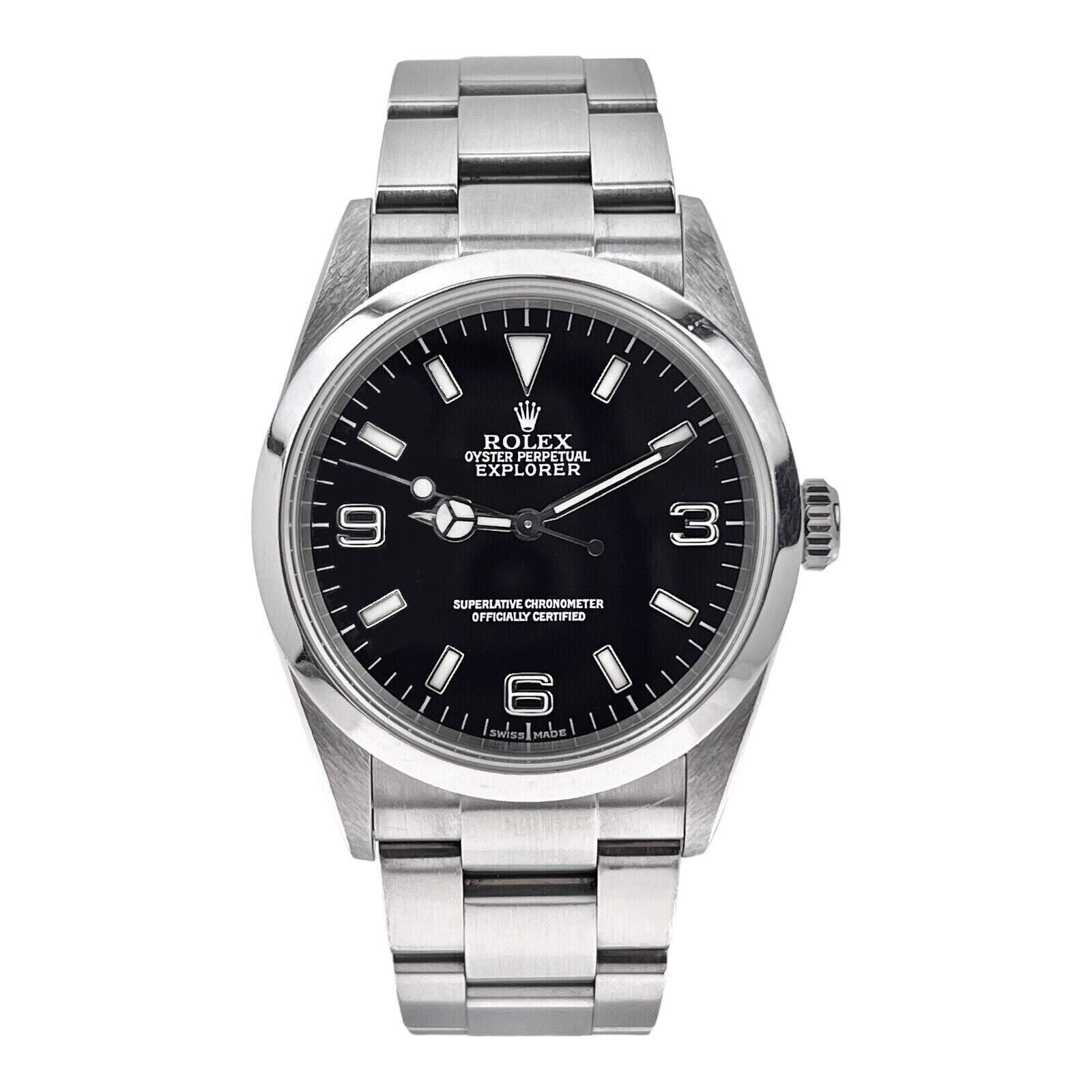 2005 Rolex Explorer I Black 36mm 3-6-9 Stainless Steel Oyster Watch 114270