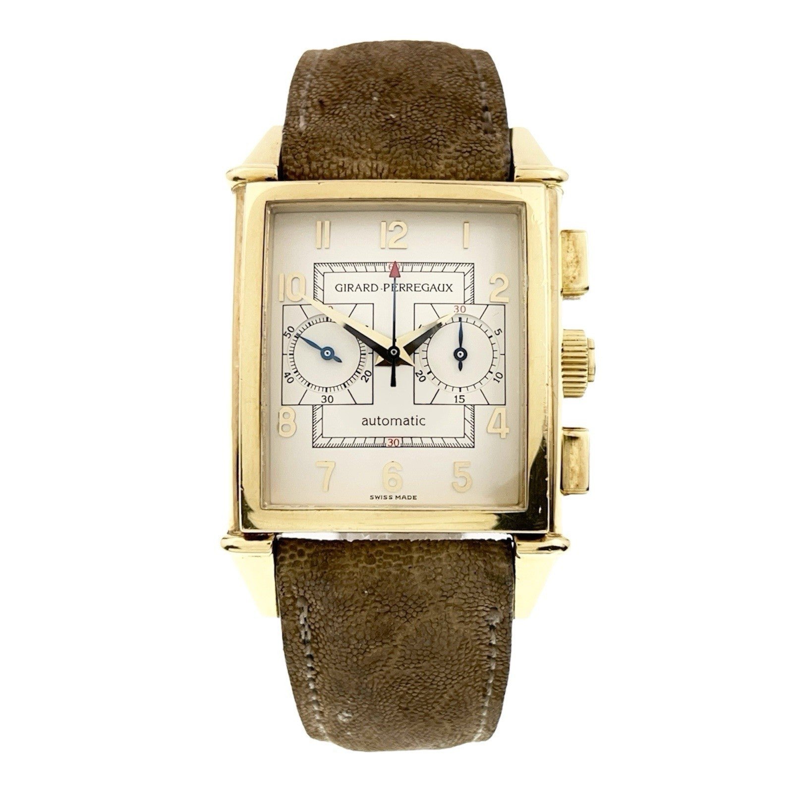 Girard Perregaux Vintage 18k Yellow Gold Silver Dial Automatic Men's Watch 2599