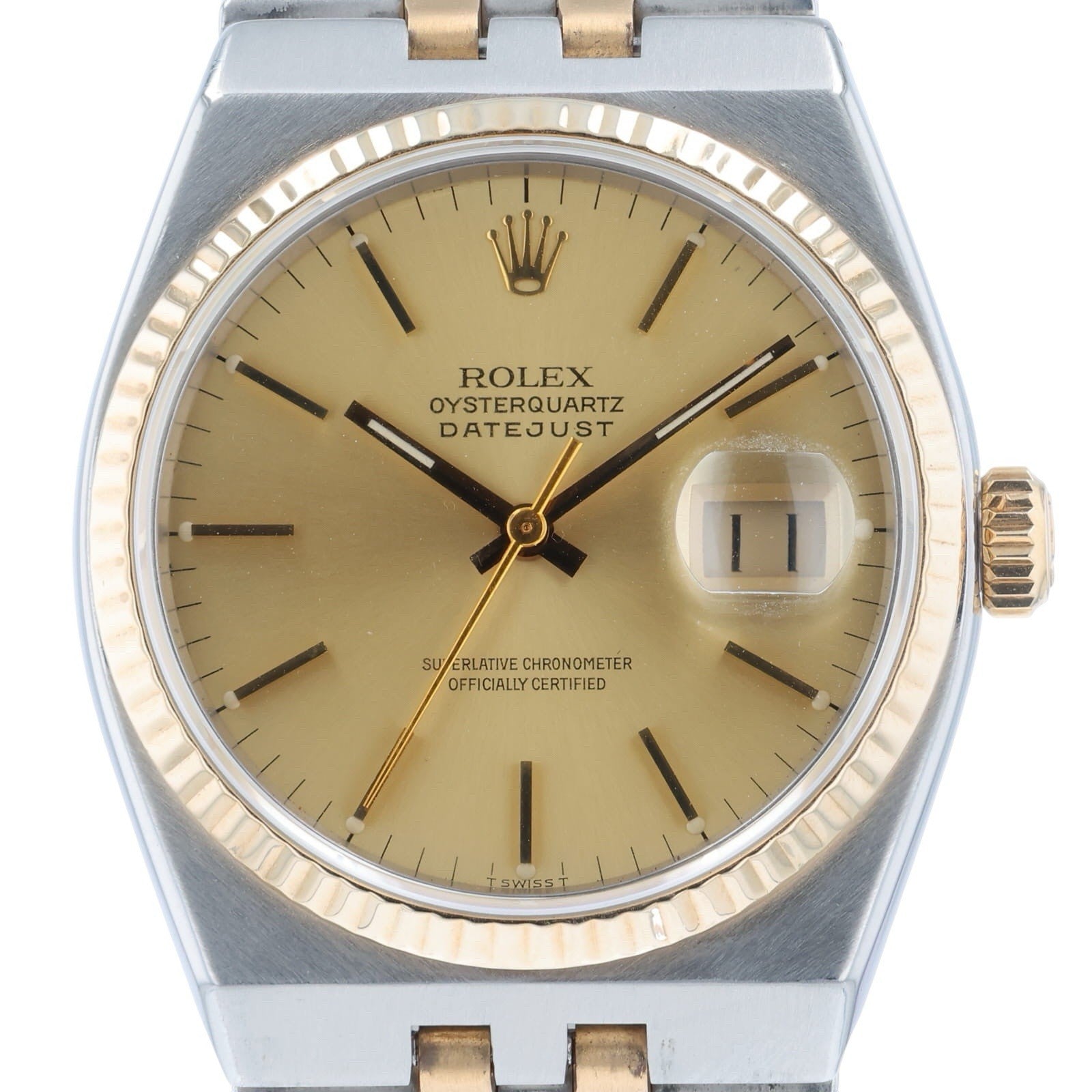 Rolex Oysterquartz Steel & Gold Champagne Dial 36mm Quartz Movement Mens 17013