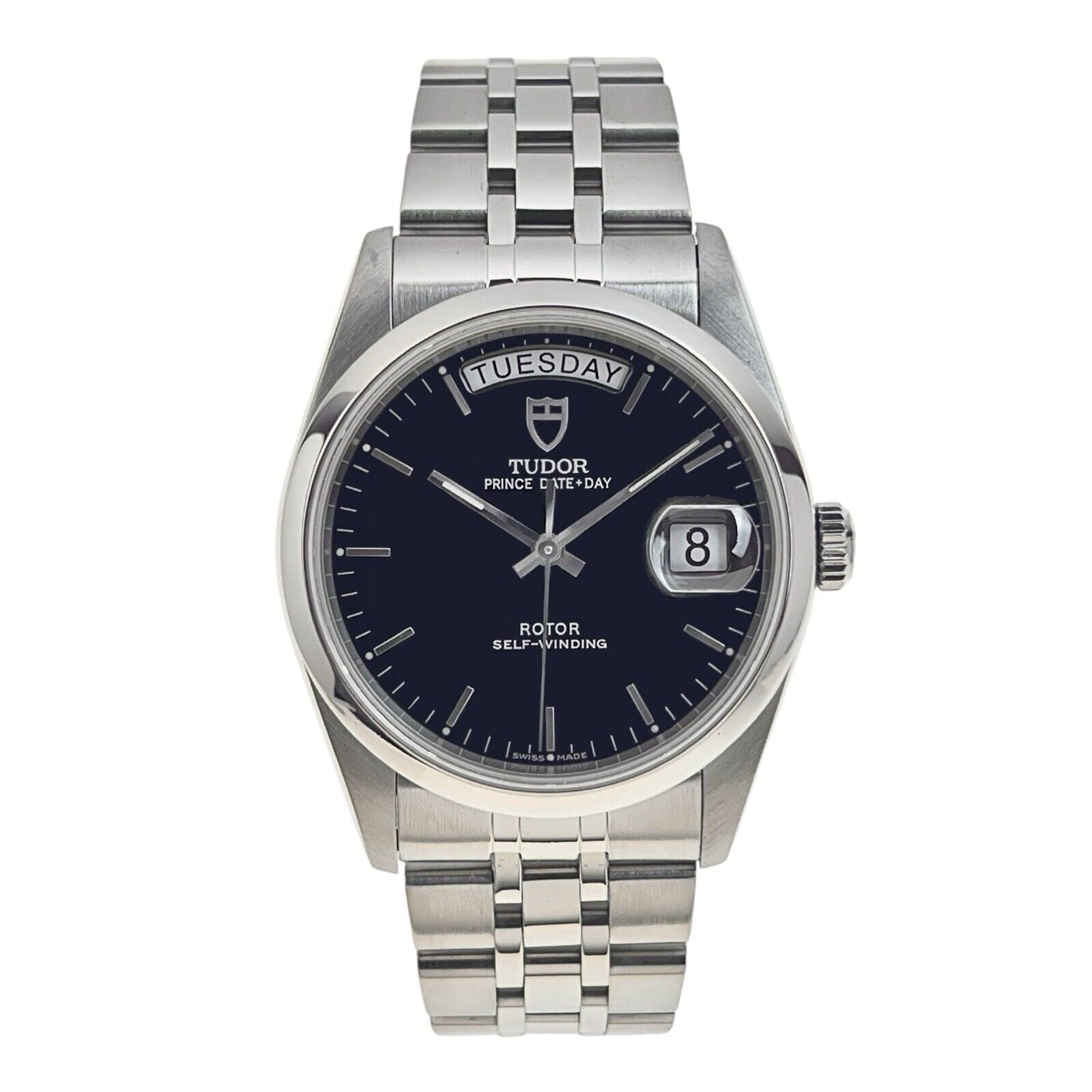 2012 Tudor Prince Date Day Steel Black Dial 36mm Automatic Men’s Watch 76200