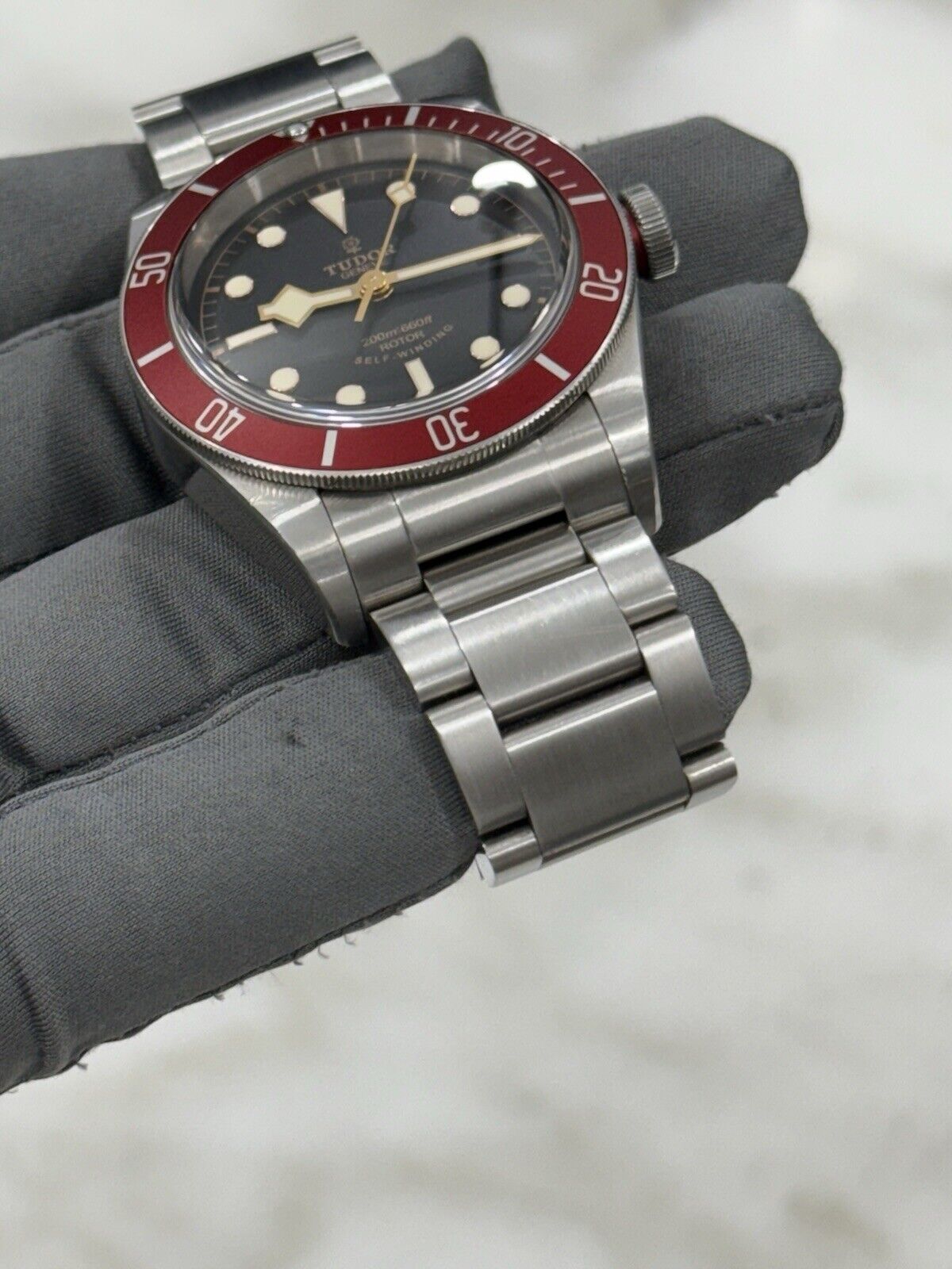 2015 Tudor Black Bay Smiley Stainless Steel Red 41mm Automatic Watch 79220R