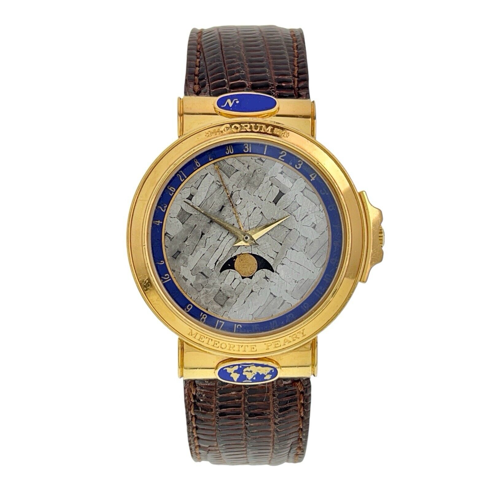 Corum Meteorite Peary 18K Yellow Gold 34mm Quartz Men s Watch 81.450.55