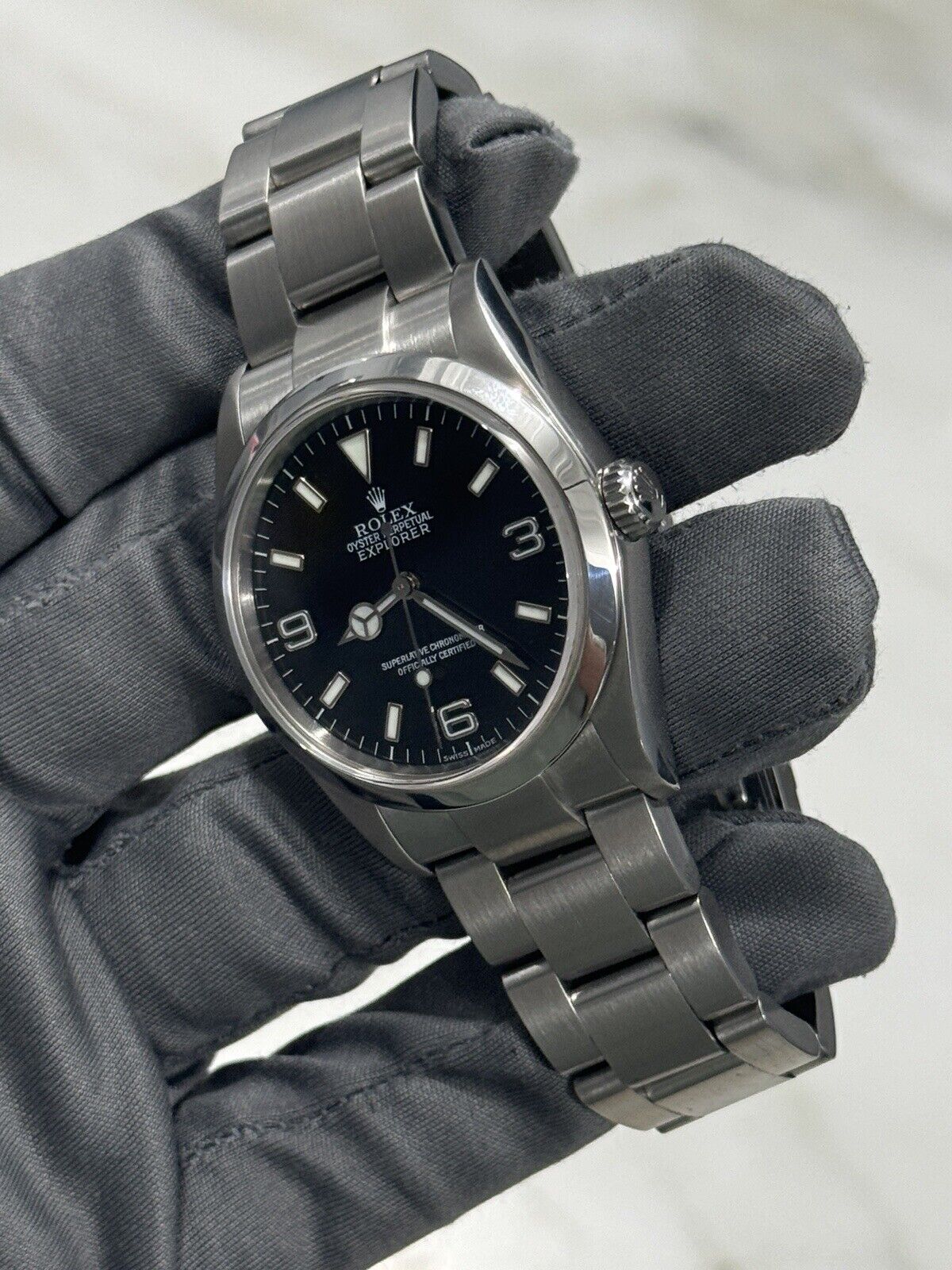 2001 Rolex Explorer I Black 36mm Oyster Steel Automatic Watch 114270